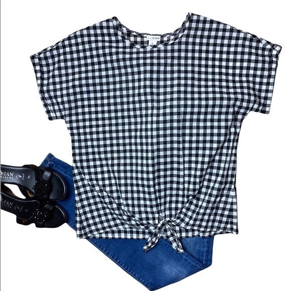 J.Crew Factory Black/White Gingham Top - Picture 1 of 6